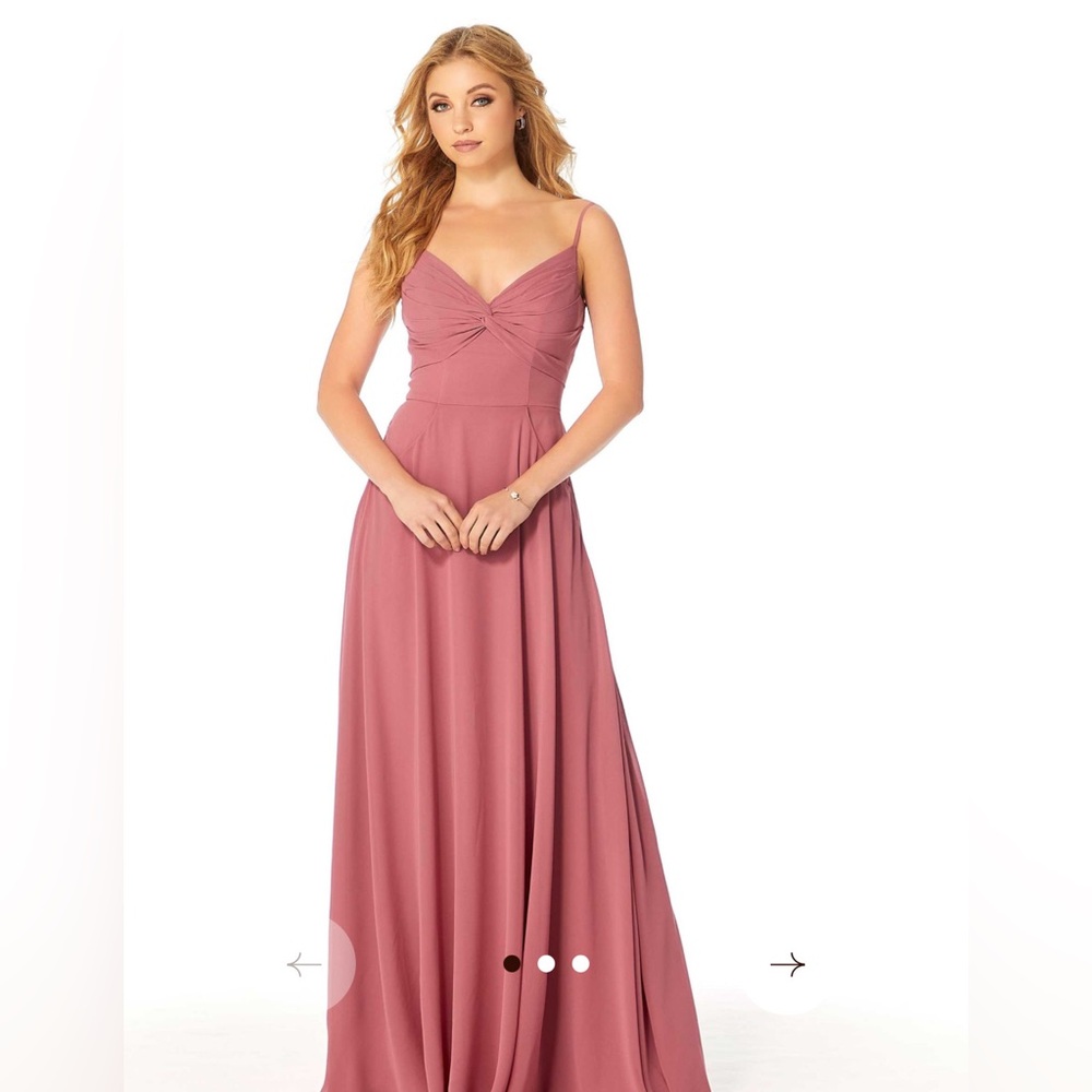 Mori Lee Style 21817 Twist Knot Chiffon Bridesmaid Dress Size 16 in Rosewood